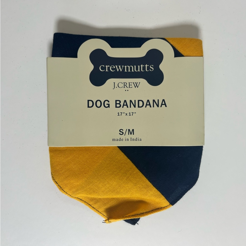 NWT J.Crew Crewmutts Rugby Stripe Yellow and Blue Dog Bandana Small or Medium